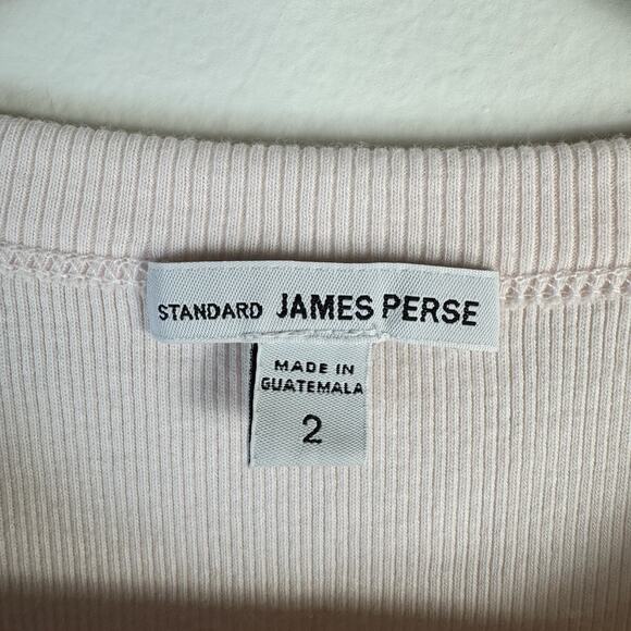 JAMES PERSE Standard Ribbed Tank Top Blush Pink Size 2 Medium Stretch Casual - Picture 2 of 6